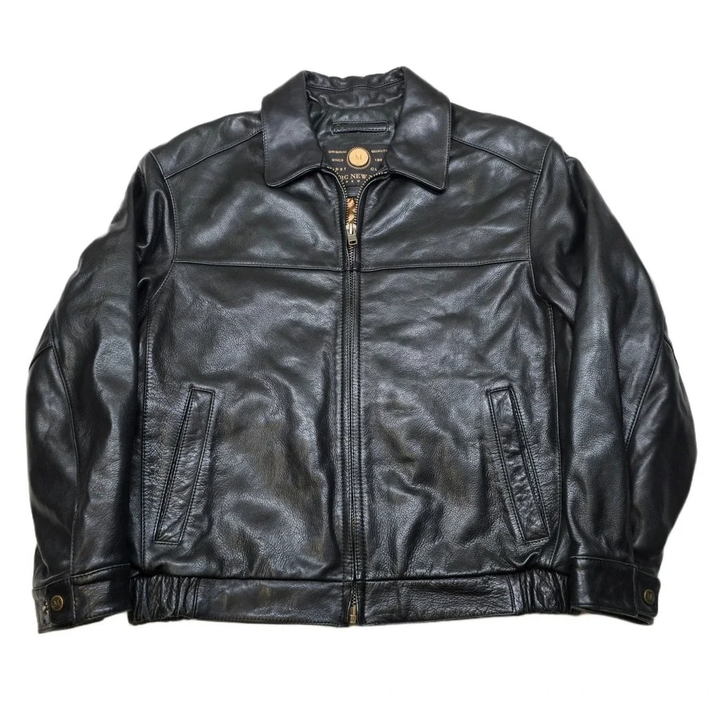 Marc New York Leather Jacket‎ Mens Large Black Insulated Thick Heavy Vintage